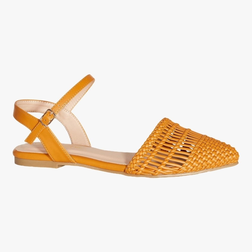 City Chic Mustard Woven Flats
